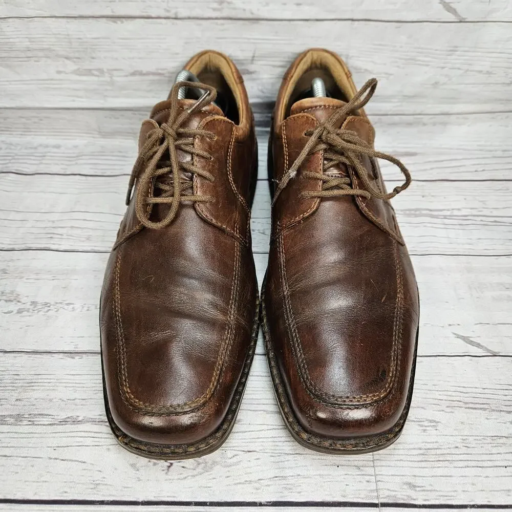 ECCO Oxford Lace Up Dress Shoes Brown Leather Men's Size EU 44 US 10.5 Casual